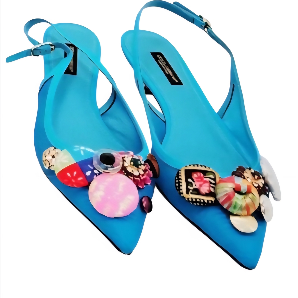 🔥Dolce Gabbana Embellished Multicolor  Slingback Pumps